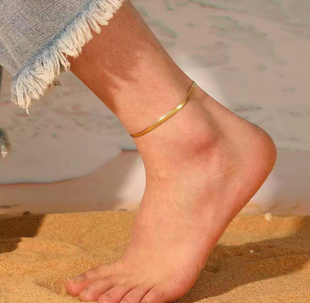 Anti-Tarnish 18K Gold Color & PVD Plated Simple Snake Chain Anklet