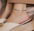 Anti-Tarnish Silver Color Sleek Snake Chain Anklet