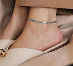 Anti-Tarnish Silver Color Sleek Snake Chain Anklet