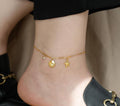 Anti-Tarnish Gold Plated Elegant Pearl Shell & Stone Charm Anklet