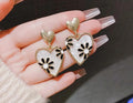 Korean Enamelled Daisy Heart Drop Earrings - Premium Aesthetic - Wholesale Ratneza