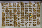 Anti-Tarnish 18K Gold PVD Plated Set of 100 Assorted Adjustable Finger Rings Box