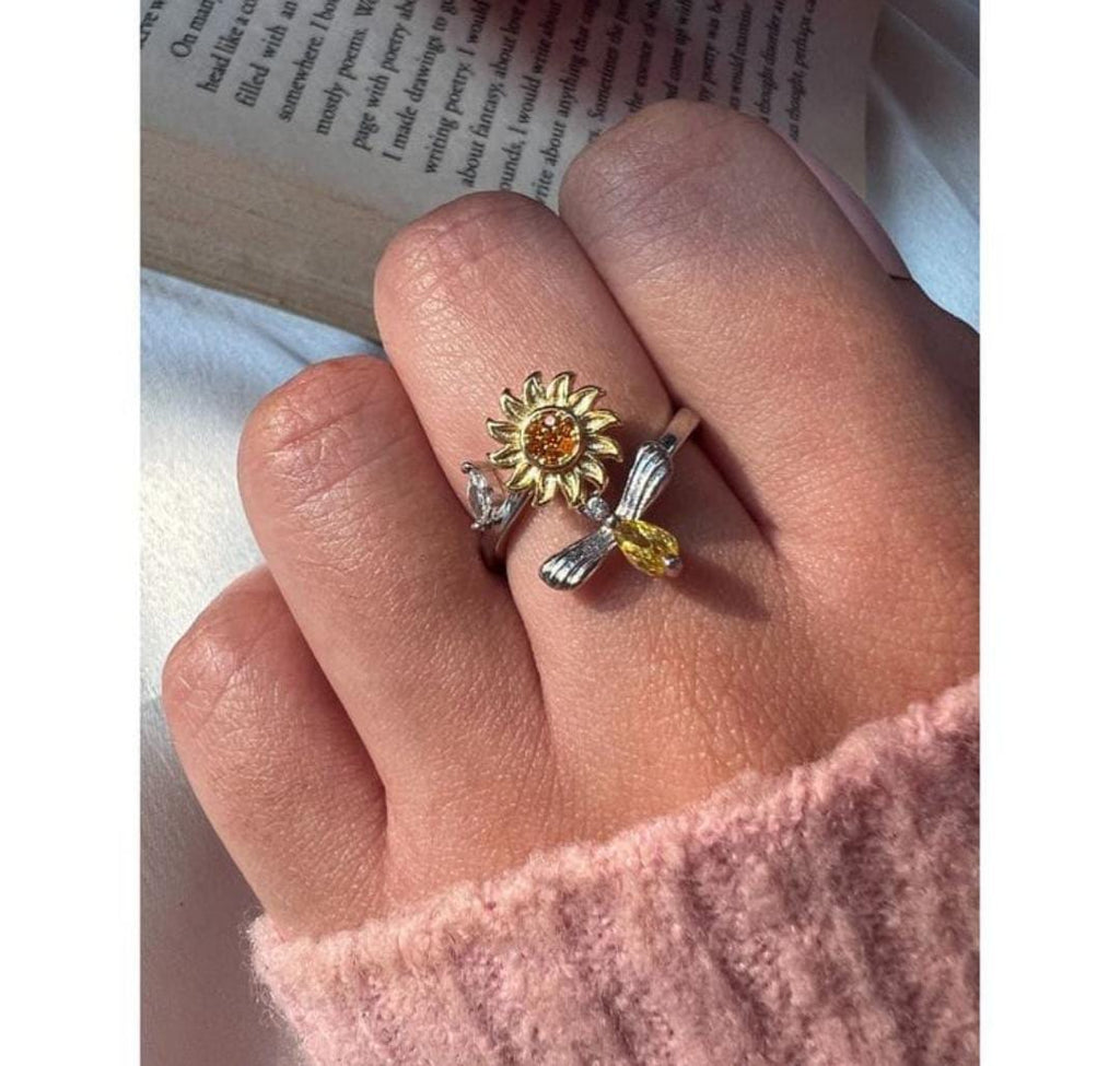 Premium PVD Plated Sunflower Rotating Finger Ring