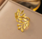Anti-Tarnish Gold Plated Bold Exaggerated Leaf Ring