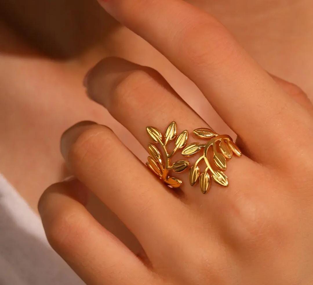 Anti-Tarnish Gold Plated Bold Exaggerated Leaf Ring