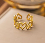 Anti-Tarnish Gold Plated Sweet Heart Loop Ring