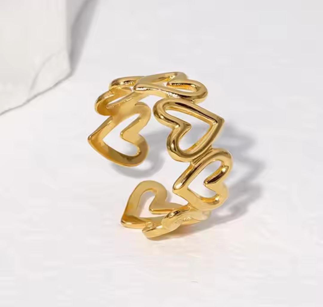 Anti-Tarnish Gold Plated Sweet Heart Loop Ring