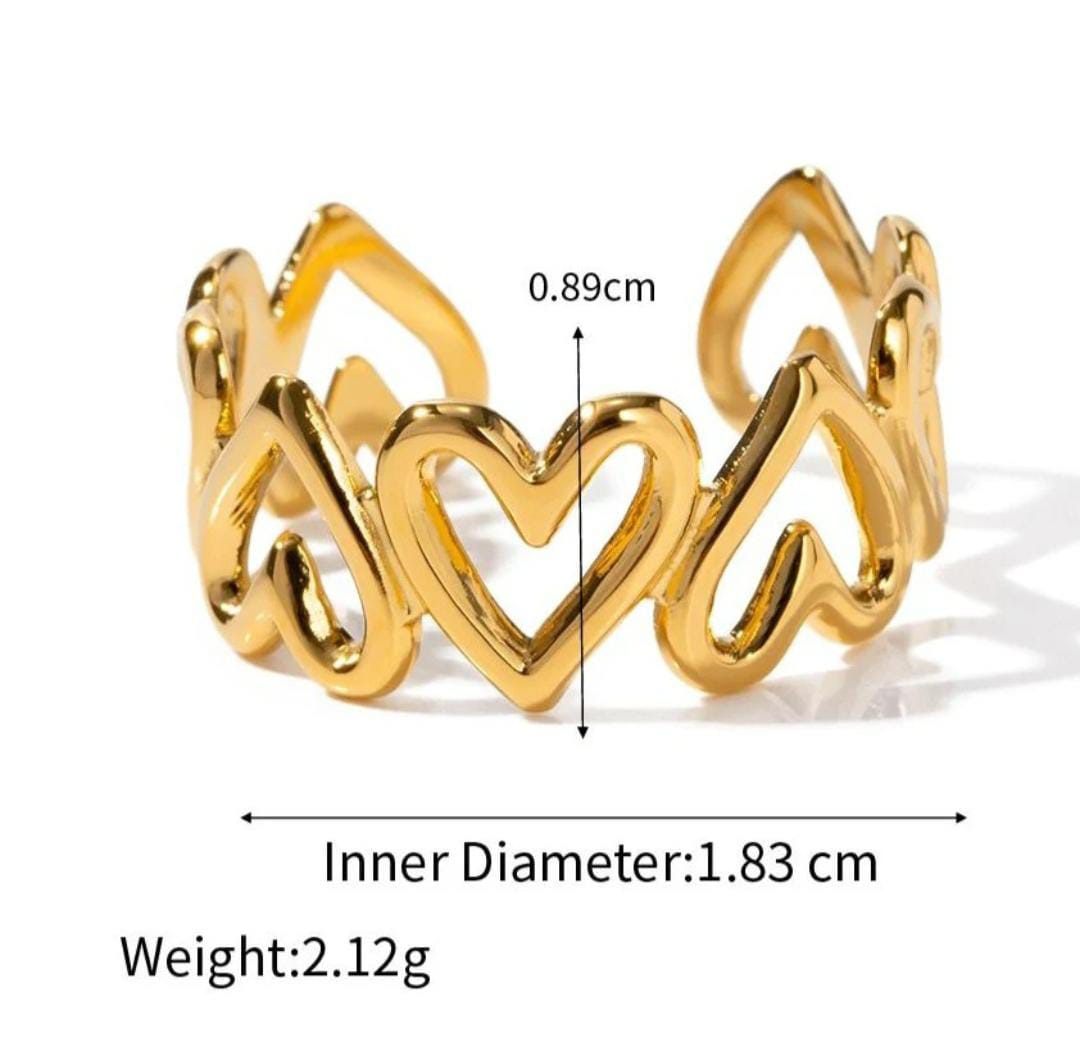 Anti-Tarnish Gold Plated Sweet Heart Loop Ring
