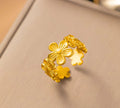 Anti-Tarnish Gold Plated Textured Flower Bunch Ring