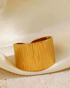 Anti-Tarnish Gold Plated Textured Wide Band Ring