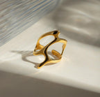 Anti-Tarnish Gold Plated Irregular Hollow Ring