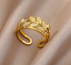 Anti-Tarnish Gold Plated The Leaves Ring