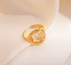 Anti-Tarnish Adjustable Floral Resin Art Ring-Wholesale
