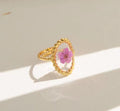 Anti-Tarnish Adjustable Pink Beads Style Floral Art Ring