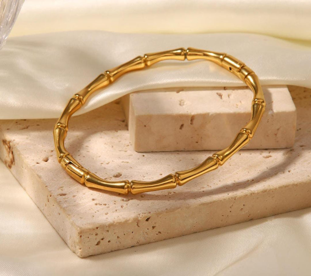 Anti-Tarnish Bamboo Style Stainless Steel Bangle Bracelet