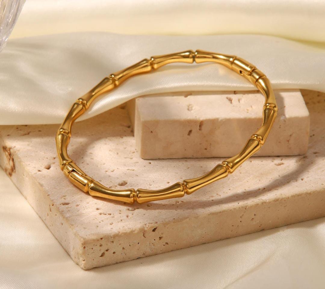 Anti-Tarnish Bamboo Style Stainless Steel Bangle Bracelet