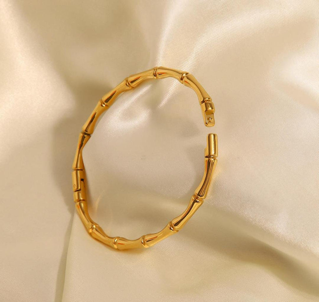 Anti-Tarnish Bamboo Style Stainless Steel Bangle Bracelet