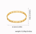 Anti-Tarnish Roman Numeral Cuts Stainless Steel Bangle Bracelet