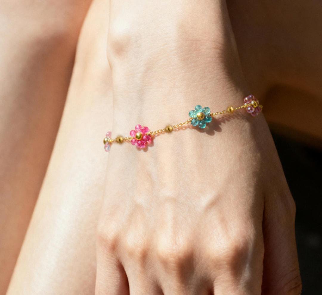 Anti-Tarnish Daisy Colorful Stainless Steel Flower Bracelet
