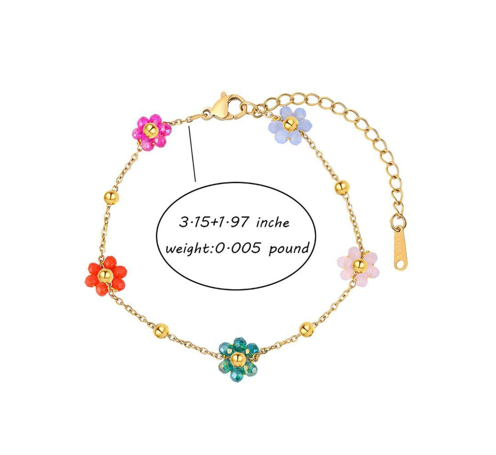 Anti-Tarnish Daisy Colorful Stainless Steel Flower Bracelet