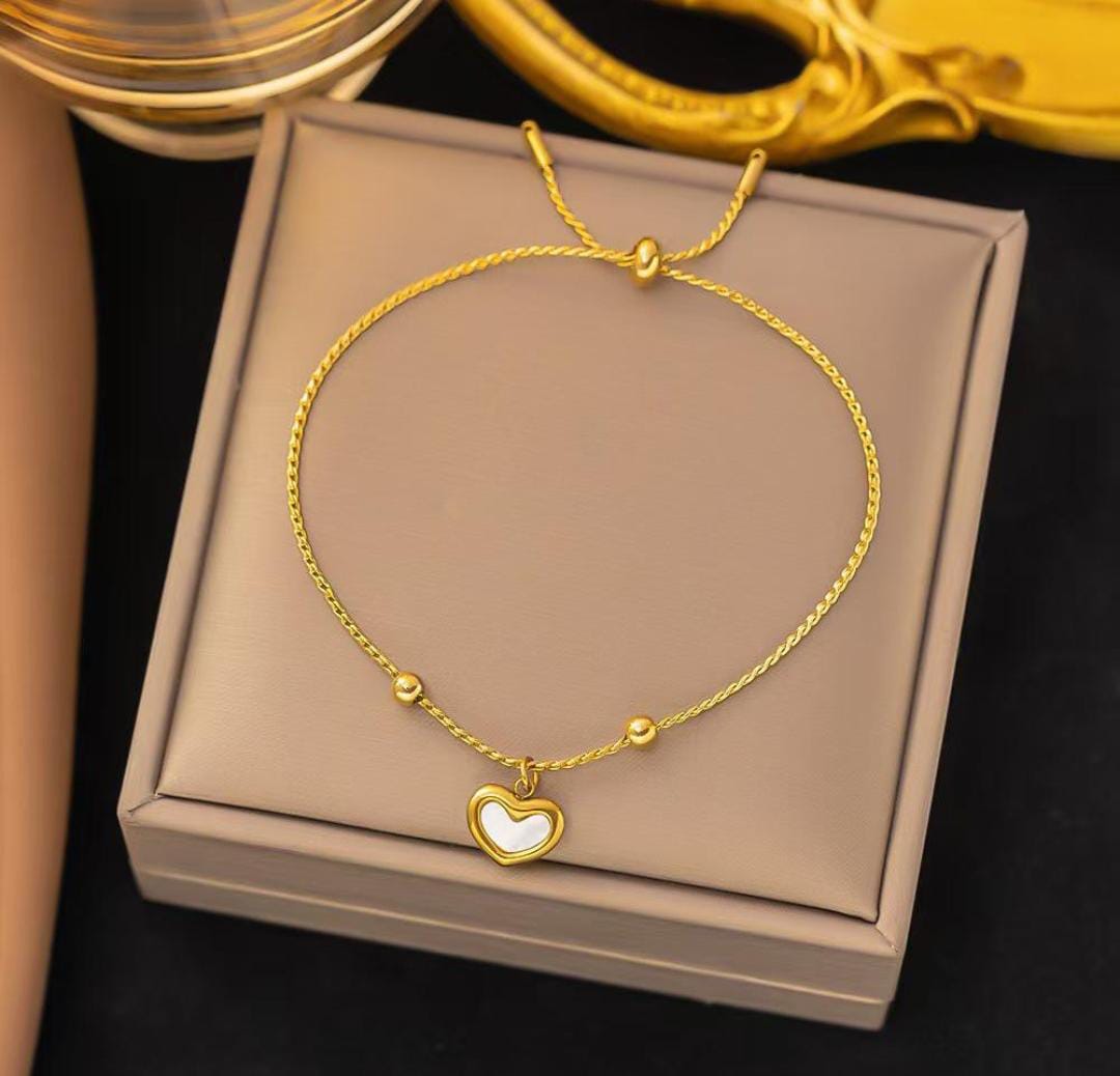 Anti-Tarnish Rope Chain Heart Stainless Steel Bracelet