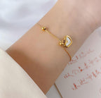Anti-Tarnish Rope Chain Heart Stainless Steel Bracelet