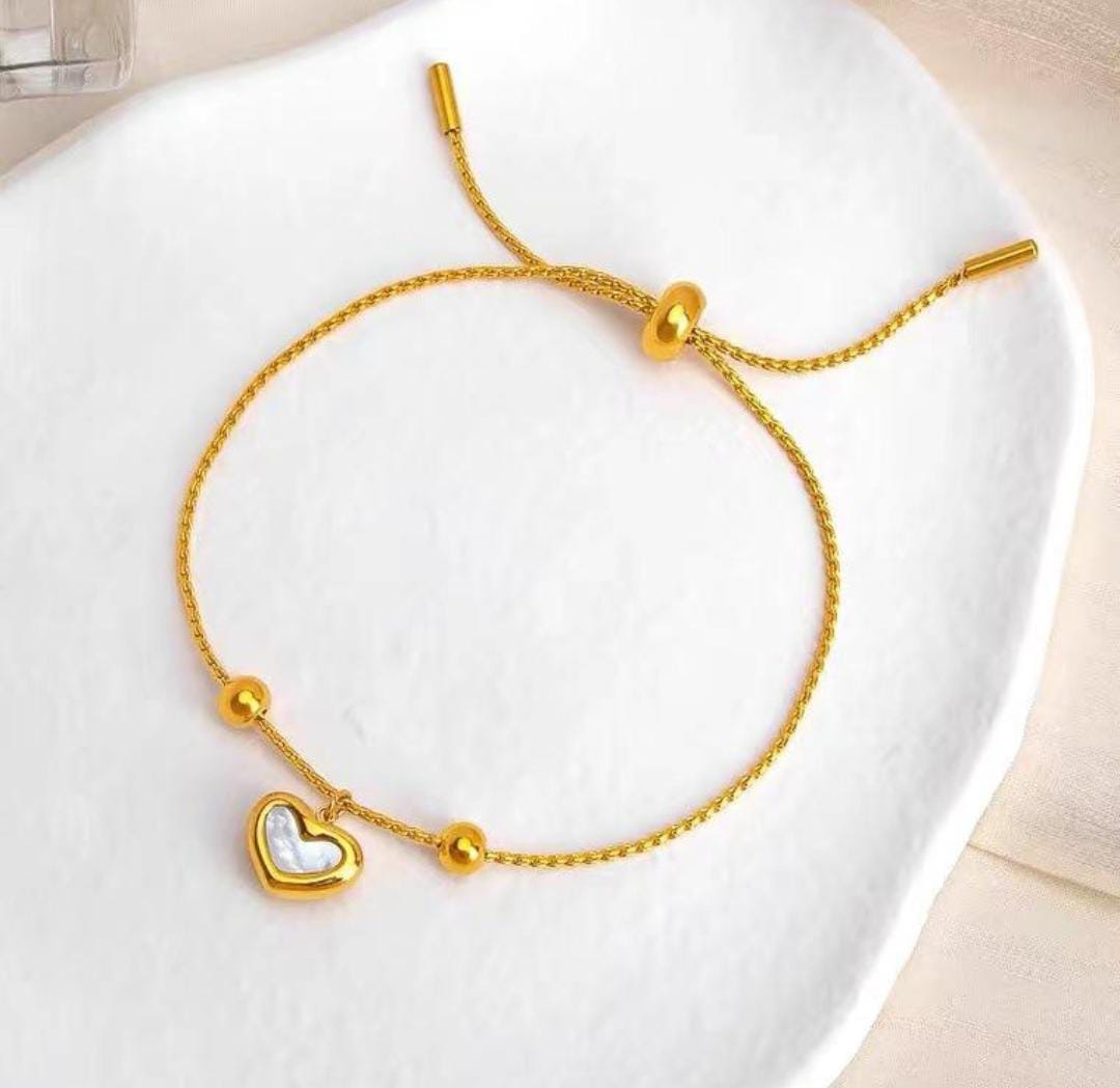 Anti-Tarnish Rope Chain Heart Stainless Steel Bracelet