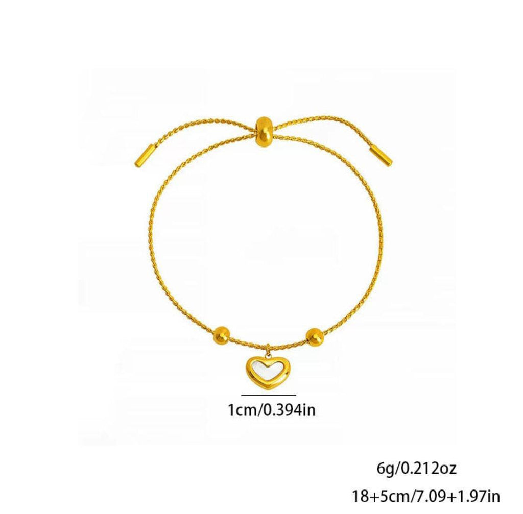 Anti-Tarnish Rope Chain Heart Stainless Steel Bracelet