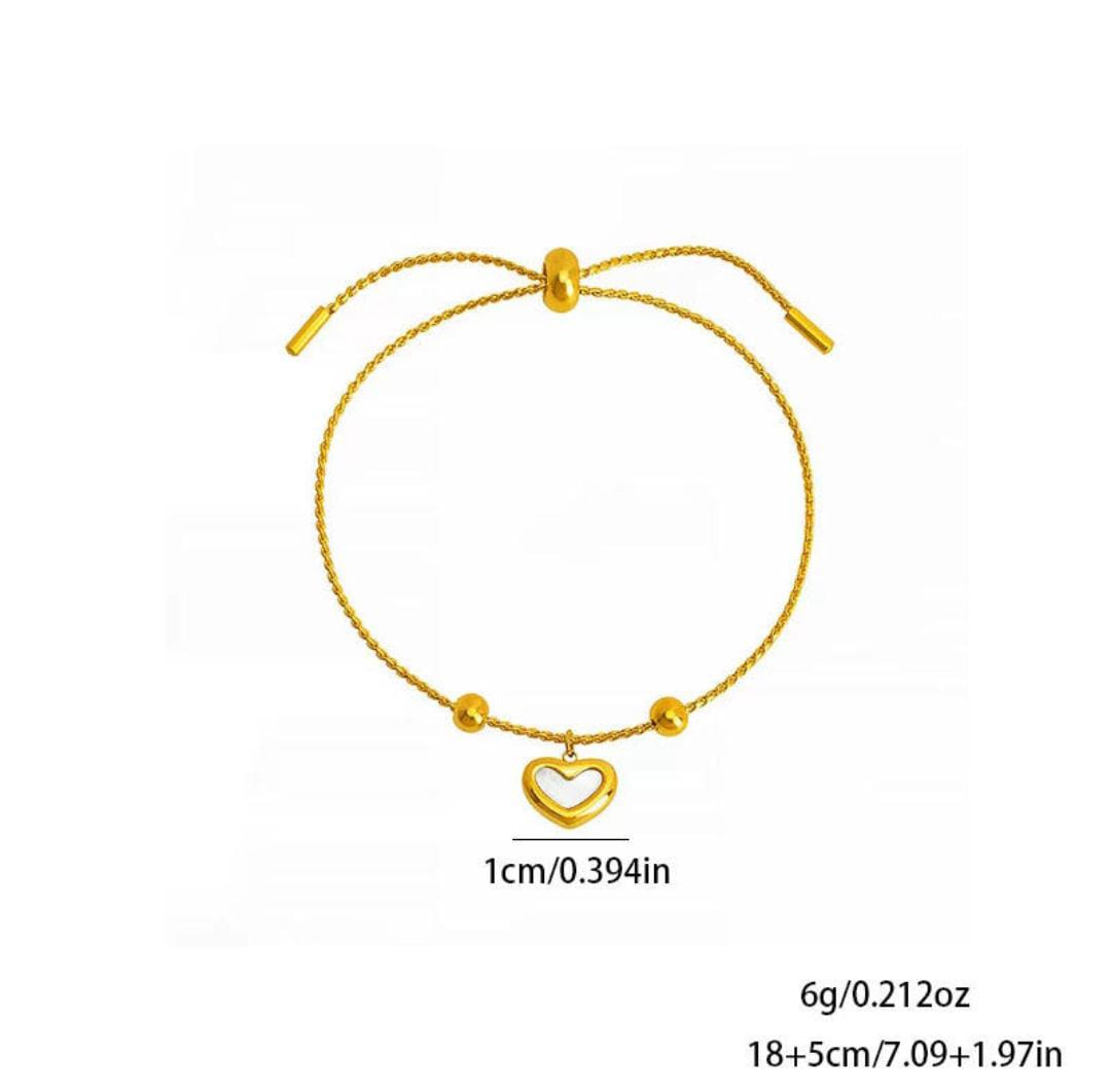 Anti-Tarnish Rope Chain Heart Stainless Steel Bracelet
