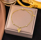 Anti-Tarnish Heart Drop Stone Stainless Steel Bracelet