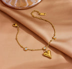Anti-Tarnish Heart Drop Stone Stainless Steel Bracelet