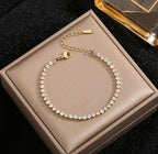 Anti-Tarnish Shiny Full Diamond CZ Tennis Stainless Steel Bracelet