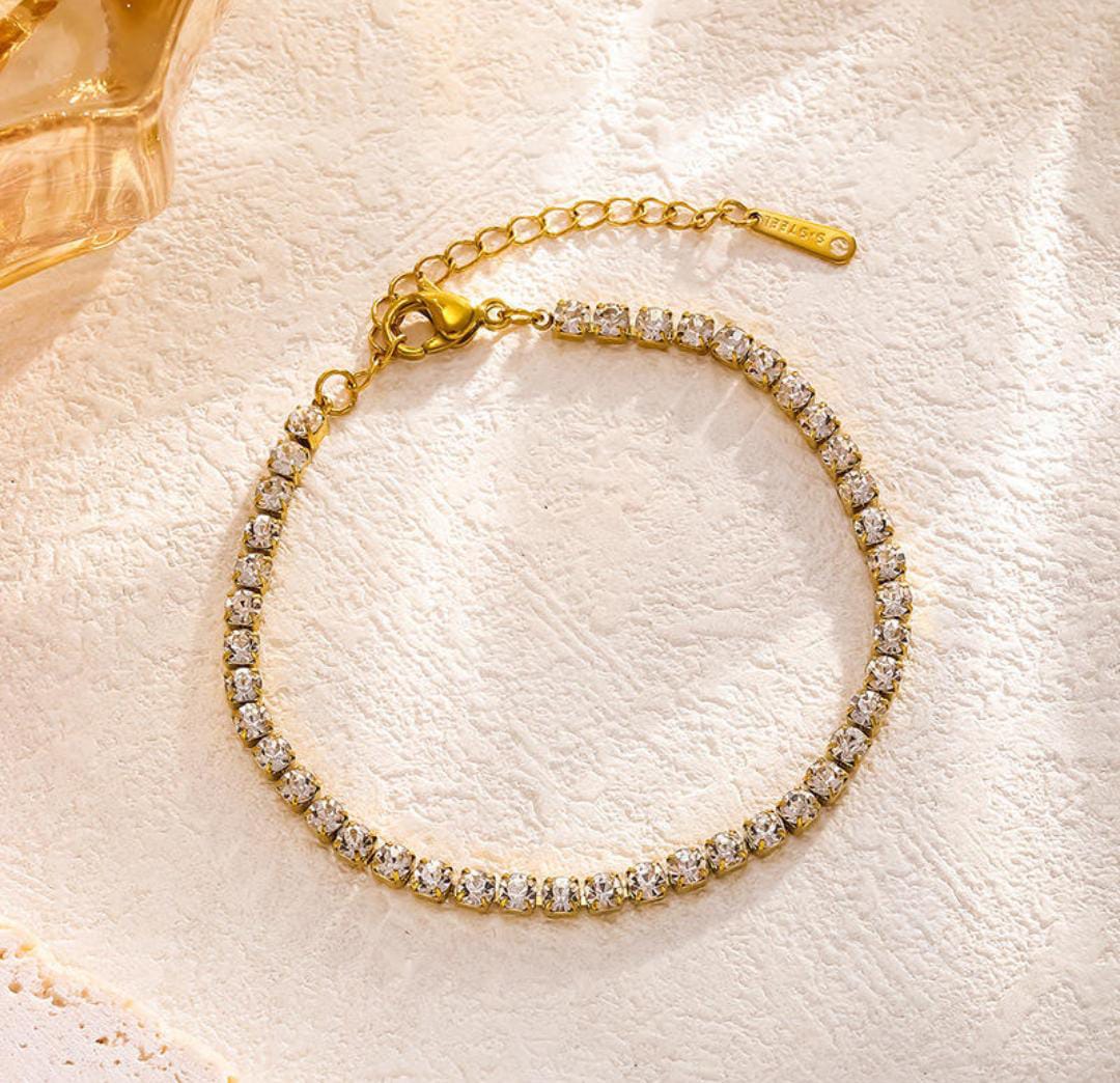 Anti-Tarnish Shiny Full Diamond CZ Tennis Stainless Steel Bracelet