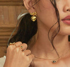 Anti-Tarnish Heart Bow Drop Stainless Steel Earrings