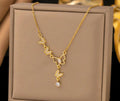 Anti-Tarnish 4 Butterflies Drop Stainless Steel Necklace