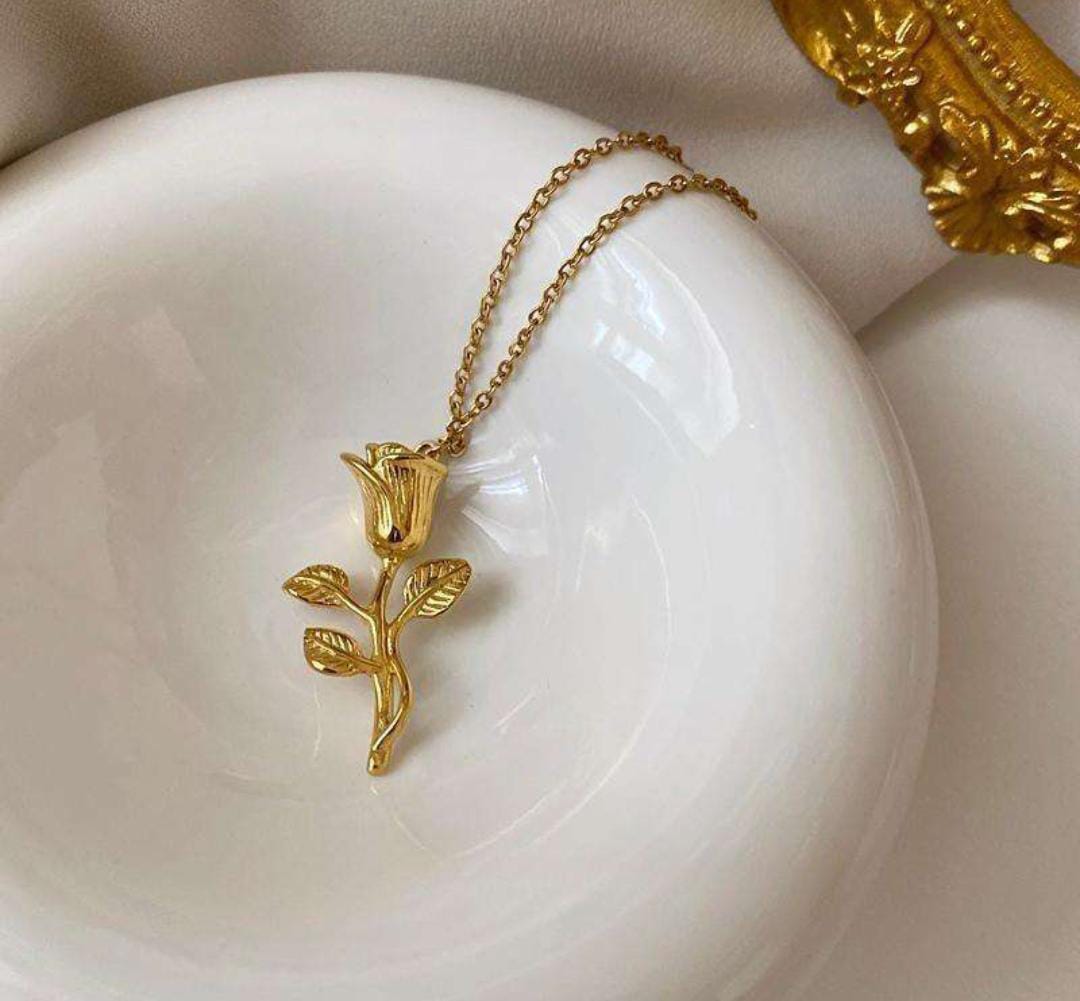 Anti-Tarnish The Golden Rose Stainless Steel Necklace