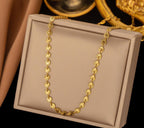 Anti-Tarnish Sunburst Link Chain Stainless Steel Necklace