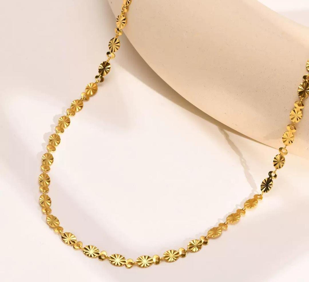 Anti-Tarnish Sunburst Link Chain Stainless Steel Necklace
