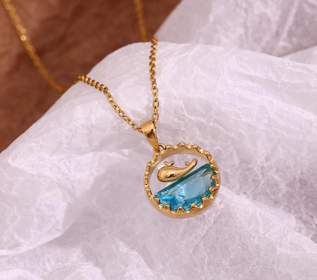 Anti-Tarnish Blue Whale Pendant Stainless Steel Necklace