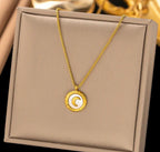 Anti-Tarnish Pearl Shell Moon Stud 316L Stainless Steel Necklace