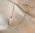 Anti-Tarnish Gold Flat Snake Chain Stainless Steel Necklace