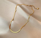 Anti-Tarnish Gold Flat Snake Chain Stainless Steel Necklace