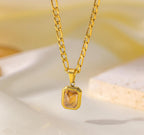 Anti-Tarnish Caramel Stone Cuban Chain Stainless Steel Necklace