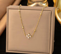 Anti-Tarnish Clover Stone Beads Chain Stainless Steel Necklace