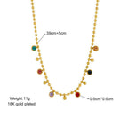 Anti-Tarnish Multi-Color Stone Beads Chain Stainless Steel Necklace