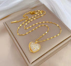 Anti-Tarnish Pearl Inside Heart Pendant Lip Chain Stainless Steel Necklace