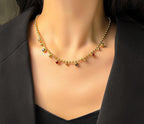 Anti-Tarnish Multi-Color Stone Beads Chain Stainless Steel Necklace
