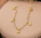 Anti-Tarnish L/V Charms Stainless Steel Necklace