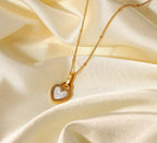 Anti-Tarnish 2-in-1 Reversible Colors Heart Lock Stainless Steel Necklace