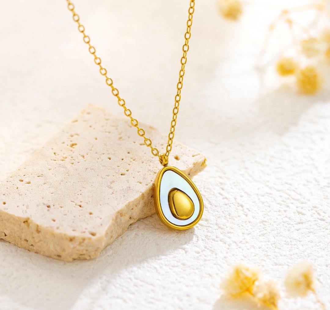 Anti-Tarnish Sliced Egg Stainless Steel Pendant Necklace